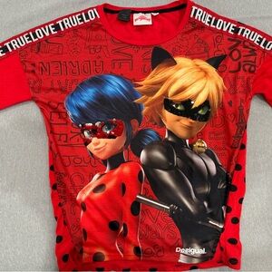 Desigual Red and Black Graphic Shirt